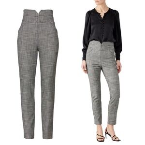 Rebecca Taylor Notched High Waist Glen Plaid Pants Office Academia Career Preppy